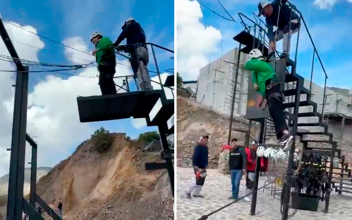 Turista vive momentos de terror en el columpio extremo de Real de Catorce